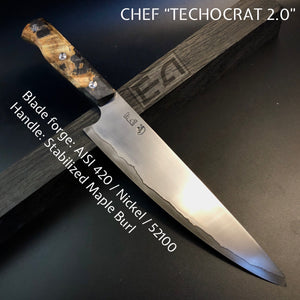 CHEF 230 mm, Kitchen Knife French Style, San Mai Steel, Author's work. #6.054