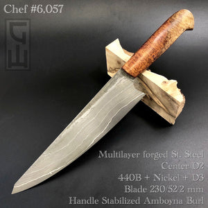 CHEF 230 mm, Forged Kitchen Knife, Classic Style, Stainless Steel, Author's work. #6.057