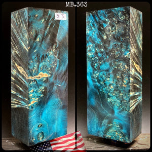 MAPLE BURL Stabilized Wood, BLUE COLOR, Blanks for Woodworking. USA Stock.