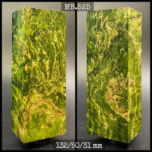 MAPLE BURL Stabilized Wood, GREEN COLOR, Blanks for Woodworking. France Stock.