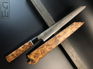 YANAGIBA, 263 mm, Carbon Damaskus Steel, Japanese Style Kitchen Knife, Hand Forge.