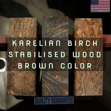 KARELIAN BIRCH Stabilized wood blank, Brown Color for woodworking, from U.S. stock.