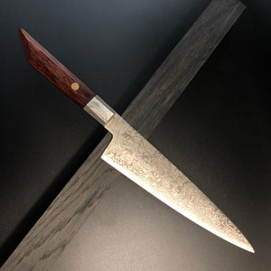 CHEF Knife 210 mm, Integral Bolster, Damascus Steel, Author's work, Single copy.