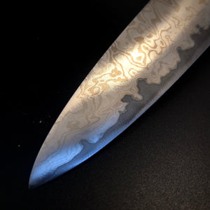 GYUTO Knife 157 mm, Integral Bolster, Damascus Stainless Steel, Author's work, Single copy.