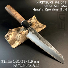 Load image into Gallery viewer, KIRITSUKE 140 mm, San Mai Steel, Kitchen Knife Japanese Style, Author&#39;s work.