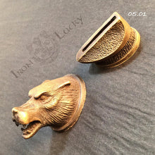 Load image into Gallery viewer, Bolster and Pommel, Set Finger Guard &quot;BEAR&quot; - IRON LUCKY