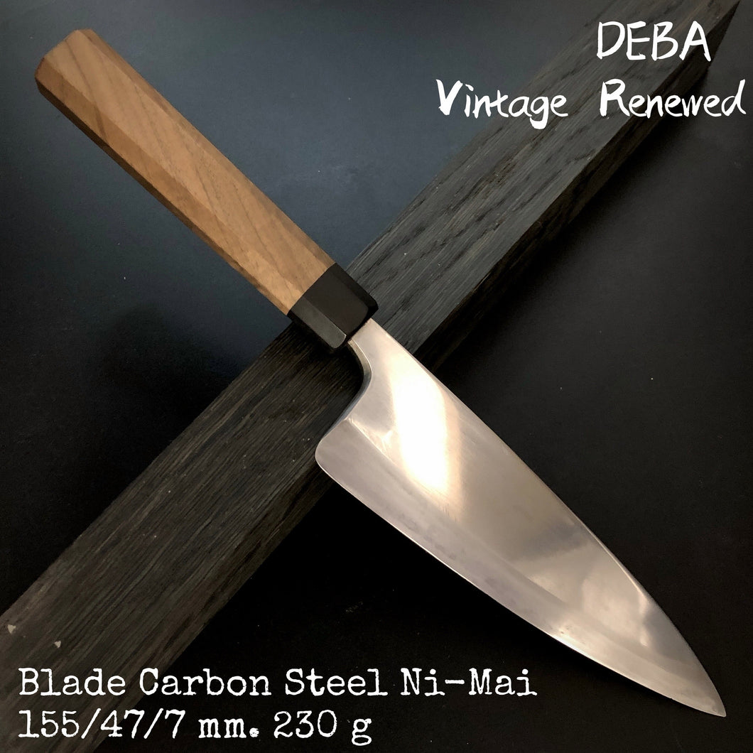 DEBA, japanisches Original-Küchenmesser, geschmiedeter Kohlenstoffstahl Ni-Mai, Vintage +-1970.
