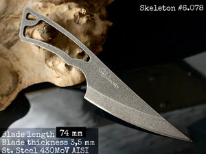 Knife EDC "SKELETON". Stainless Steel, HRC 61, Fixed Blade. Limited Edition. #6.078