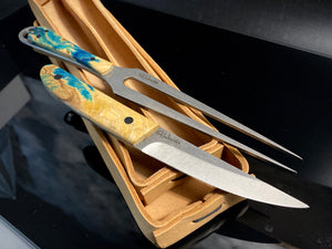KWAIKEN, style japonais. Ensemble couteau et fourchette à steak et barbecue, acier D2. #6.081