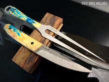 Charger l&#39;image dans la galerie, KWAIKEN, style japonais. Ensemble couteau et fourchette à steak et barbecue, acier D2. #6.081