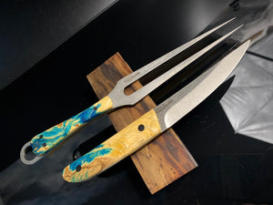 KWAIKEN, Japanese Style. Set Steak & BBQ Knife and Fork, Steel D2. #6.081