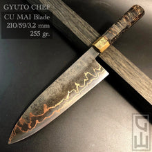 Charger l&#39;image dans la galerie, CHEF 210 mm, Kitchen Knife Japanese Style, CuMai Steel, Author&#39;s work. #6.050