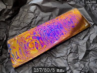 TITANIUM DAMASCUS Billet, 3 Alloys, 5 mm. Hand Forge Crafting. France Stock.