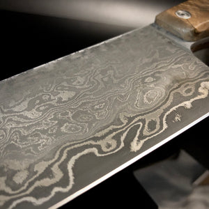 CHEF 225 mm, Kitchen Knife French Style, Damascus Steel, Author's work. #6.051