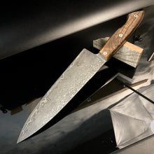 Laden Sie das Bild in den Galerie-Viewer, CHEF 225 mm, Kitchen Knife French Style, Damascus Steel, Author&#39;s work. #6.051