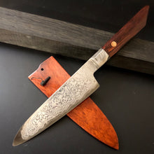 Laden Sie das Bild in den Galerie-Viewer, CHEF Knife 155 mm, Integral Bolster, Damascus Stainless Steel, Author&#39;s work, Single copy.