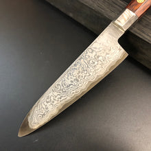 Laden Sie das Bild in den Galerie-Viewer, CHEF Knife 155 mm, Integral Bolster, Damascus Stainless Steel, Author&#39;s work, Single copy.