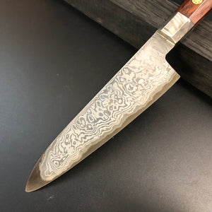 CHEF Knife 155 mm, Integral Bolster, Damascus Stainless Steel, Author's work, Single copy.