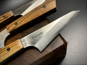 Couteau Universel Forgé STEAK 134 mm, Style Japonais, Acier San Mai, Oeuvre d'auteur, Exemplaire Unique.