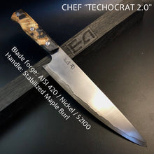 Laden Sie das Bild in den Galerie-Viewer, CHEF 230 mm, Kitchen Knife French Style, San Mai Steel, Author&#39;s work. #6.054