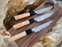 Load image into Gallery viewer, SET 3 PETTY KNIVES &amp; FEEDING BOARD! Forged Kitchen Knife, Japanese Style.