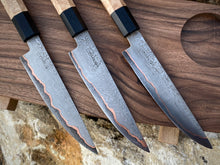 Load image into Gallery viewer, SET 3 PETTY KNIVES &amp; FEEDING BOARD! Forged Kitchen Knife, Japanese Style.