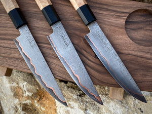SET 3 PETTY KNIVES & FEEDING BOARD! Forged Kitchen Knife, Japanese Style.