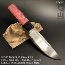 Laden Sie das Bild in den Galerie-Viewer, HUNTING Forged Universal Knife 134 mm, Japanese Style, San Mai Steel, Author&#39;s work, Single copy.