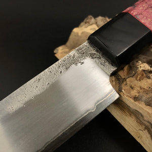 HUNTING Forged Universal Knife 134 mm, Japanese Style, San Mai Steel, Author's work, Single copy.