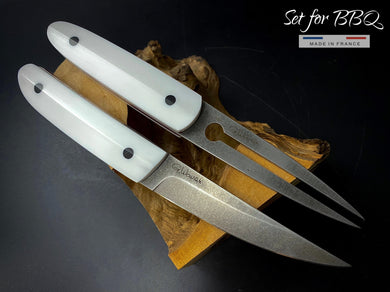 KWAIKEN, Japanese Style. Set Steak & BBQ Knife and Fork, Steel D2. #6.098