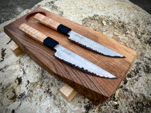 Load image into Gallery viewer, SET 2 PETTY KNIVES &amp; FEEDING BOARD! Forged Kitchen Knife, Japanese Style.
