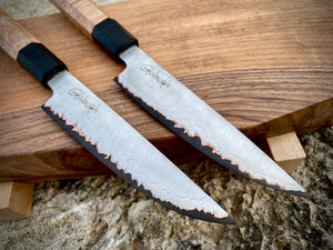 SET 2 PETTY KNIVES & FEEDING BOARD! Forged Kitchen Knife, Japanese Style.