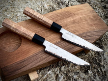 Load image into Gallery viewer, SET 2 PETTY KNIVES &amp; FEEDING BOARD! Forged Kitchen Knife, Japanese Style.