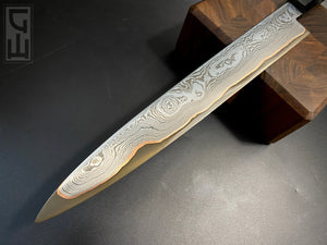 YANAGIBA, 280 mm, Stainless Damaskus Steel, Kitchen Knife, Hand Forge.