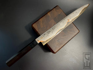 YANAGIBA, 280 mm, Stainless Damaskus Steel, Kitchen Knife, Hand Forge.