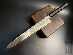 YANAGIBA, 280 mm, Stainless Damaskus Steel, Kitchen Knife, Hand Forge.