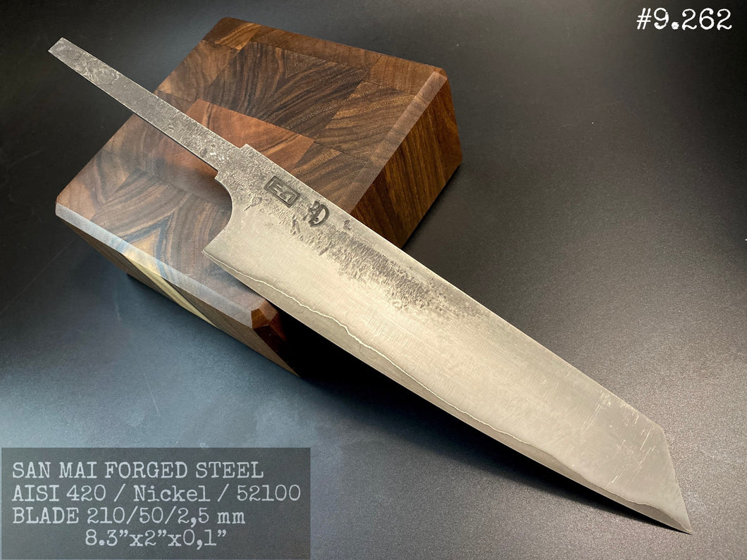 Forged Blade Laminated Steel “San Mai” Blank for Kitchen Knife Making. #9.262