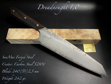 CHEF 240 mm, Küchenmesser französischer Stil, San Mai Stahl, Autorenarbeit. #6.104