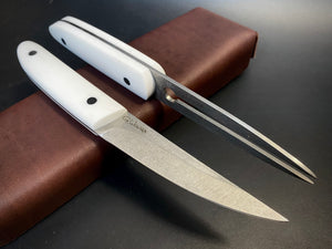 KWAIKEN, Japanese Style. Set Steak & BBQ Knife and Fork, Steel D2. #6.066