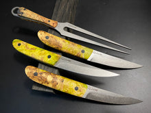 Laden Sie das Bild in den Galerie-Viewer, KWAIKEN BBQ Set 3 pieces Steak Knives &amp; Fork, Steel D2. #6.073