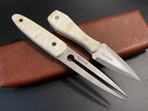 Oyster Knife + Fork, Premium Quality, Limited Edition. Steel D2. Made in France. #6.074