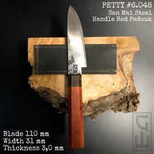 Charger l&#39;image dans la galerie, PETTY 110 mm, Best Kitchen Knife Japanese Style, San Mai Steel, Author&#39;s work. #6.048