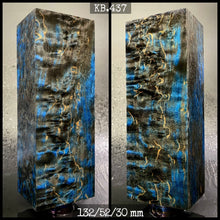 Laden Sie das Bild in den Galerie-Viewer, KARELIAN BIRCH, Blue &amp; Black Colors! Stabilized Wood Blank. From France Stock.