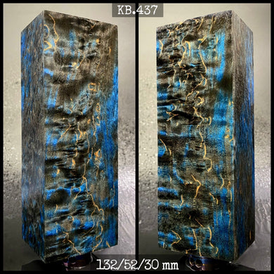 KARELIAN BIRCH, Blue & Black Colors! Stabilized Wood Blank. From France Stock.