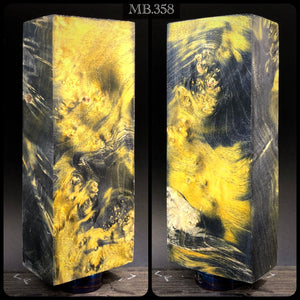 MAPLE BURL Stabilized Wood, BLACK & YELLOW COLOR, Blanks for Woodworking. France Stock.