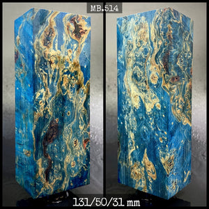 MAPLE BURL Stabilized Wood, BLUE COLOR, Blank for Woodworking. France Stock.
