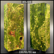 Cargar imagen en el visor de la galería, MAPLE BURL Stabilized Wood, GREEN COLOR, Blanks for Woodworking. France Stock.