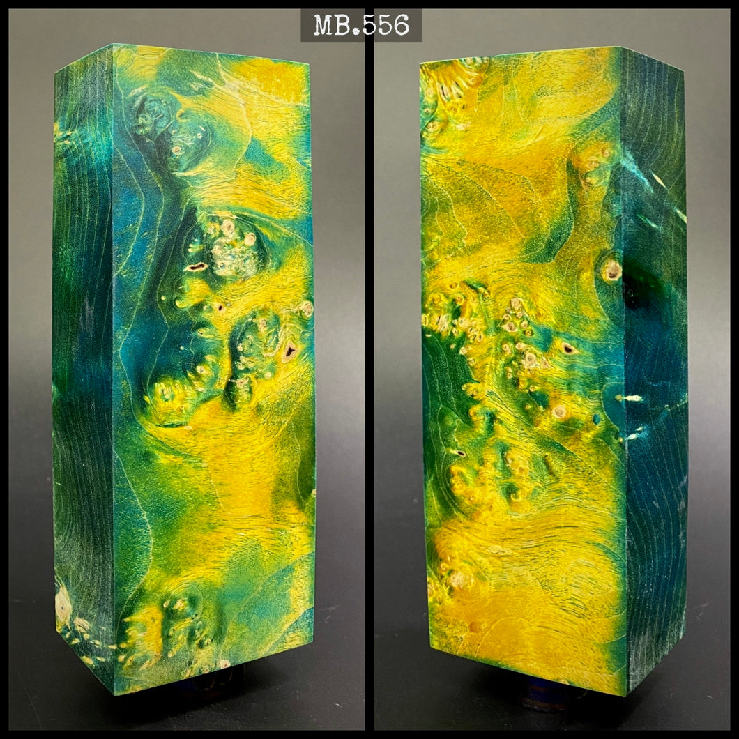 MAPLE BURL, Stabilized Blanks, Bleu & Green Color. Woodworking, Crafting. France Stock.
