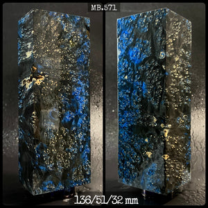MAPLE BURL Stabilized Wood, BLACK & BLUE COLOR, Blanks for Woodworking. France Stock.