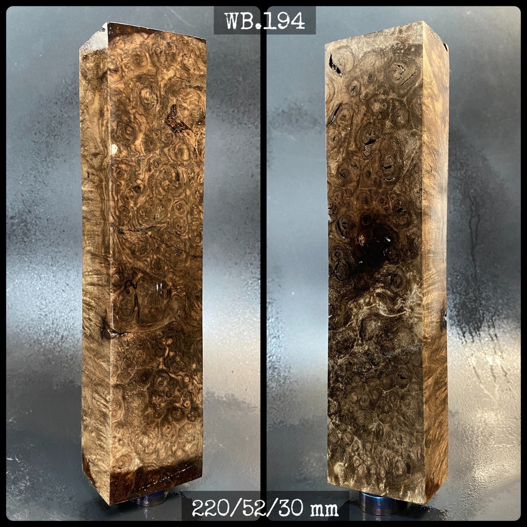 WALNUT BURL Stabilized Wood, Top Category, Blank for Woodworking. FR Stock. #WB.194